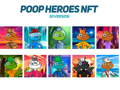 Poop Heroes NFT 3D branding design flat illustration logo minimalist nft vector