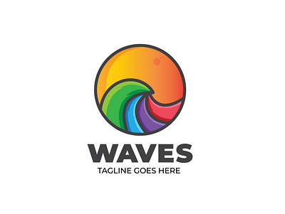 Waves of Colors logo branding design flat icon illustration logo minimalist ui ux vector