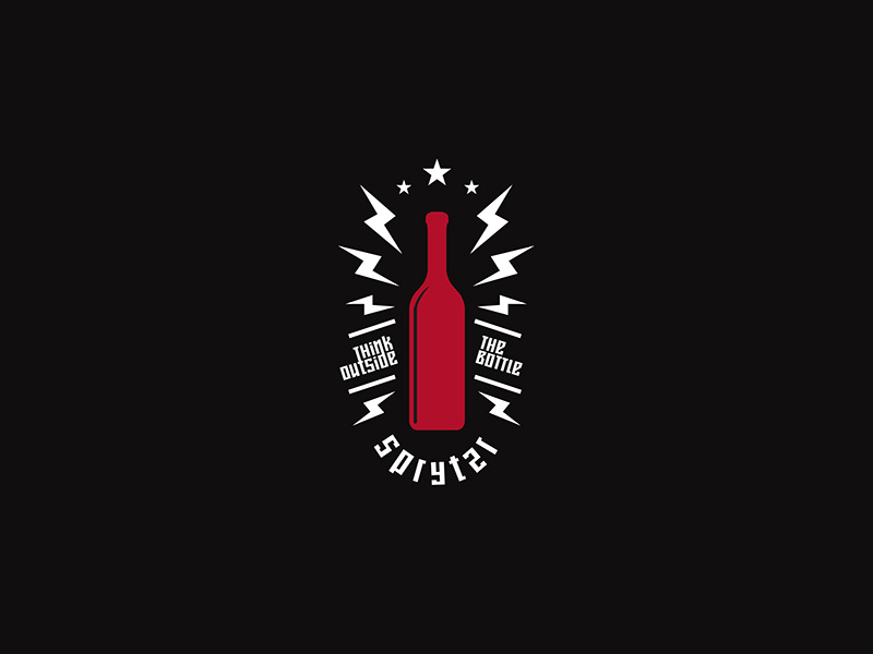 Think outside the bottle vector minimalist icon flat design logo