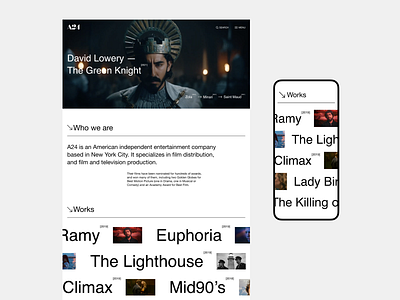 A24 - Website Redesign cinema product design web design
