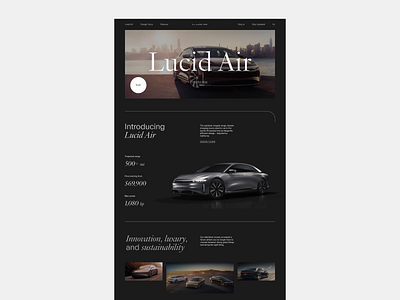 Lucid Air Website - Main Page car product design ui ux web design