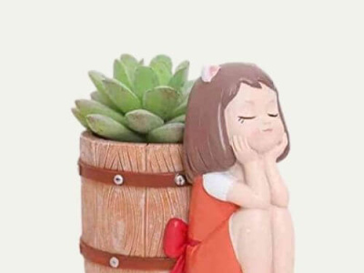 Red girl resin planter girl planter redresin