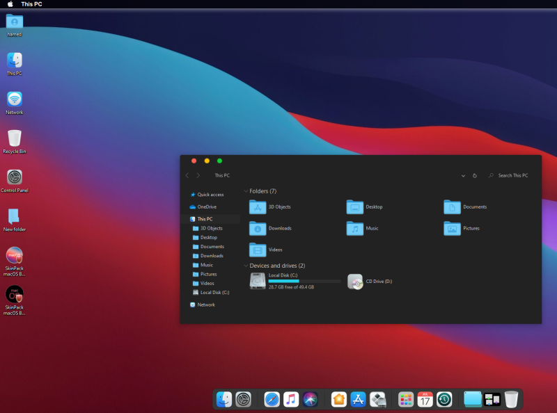 dark apple theme for windows 10