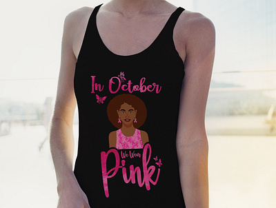 In October We Wear Pink branding create custom design illustration logo t shirt t shirt design ui vector