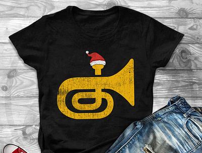 Funny Tuba Santa Hat Cute Christmas Gift Long Sleeve create custom design funny character illustration t shirt t shirt design typography