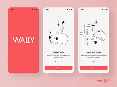 Onboarding | Wally app branding design logo mobile app money online banking transfer ui ux