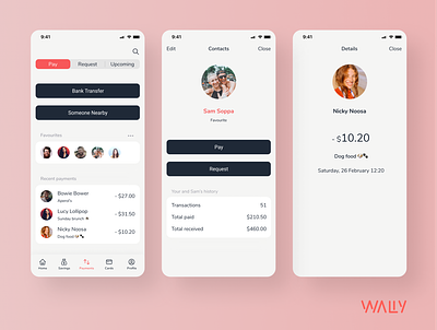 Payment | Wally digital bank mobile app money online banking payment transfer ui ui design ux design