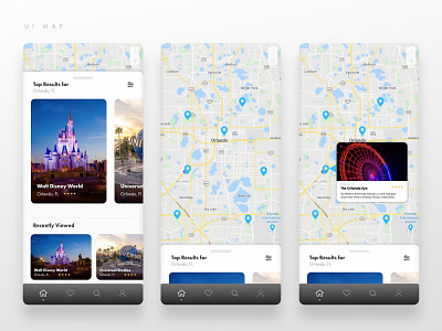 UI Map adobexd app challenge disney world florida iphone11 map mobile orlando tourism uidesign