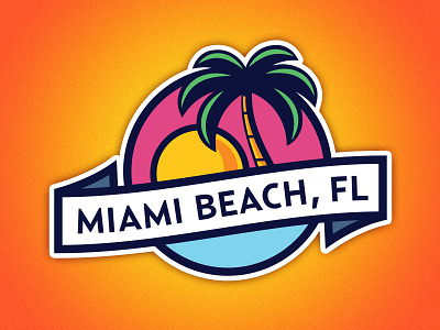 Miami Beach beach design florida illustration logo miami ocean palm tree patch sticker sun sunset
