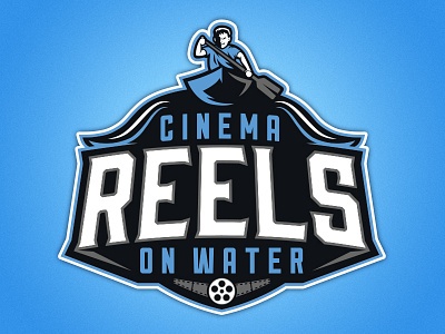 Cinema Reels On Water blue canoe cinema logo movies oar paddle reels sports