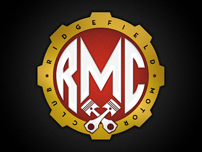 Ridgefield Motor Club badge car car club club gear gold motor pistons red ridgefield rmc