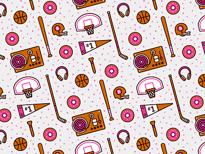 Bag A Donuts Sports baseball basketball donuts football golf headphones hockey illustration music
