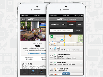 AARP Member Advantage Iphone App app illustration iphone ui