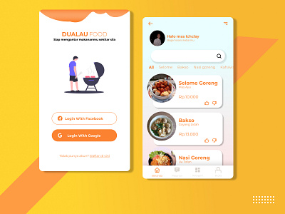 Dualau Food android app app food food and drink makanan orange simple ui