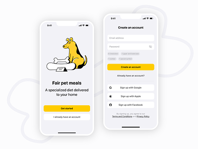 Sign up form app daily ui delivery design dog enrollment food food delivery form illustration mobile pet registration sign up ui ux