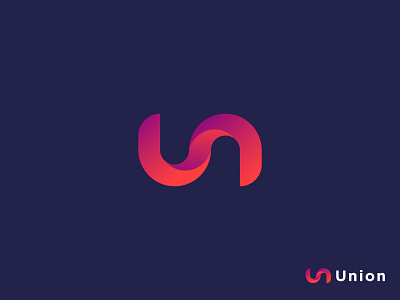 U+N Letter Modern Logo Design