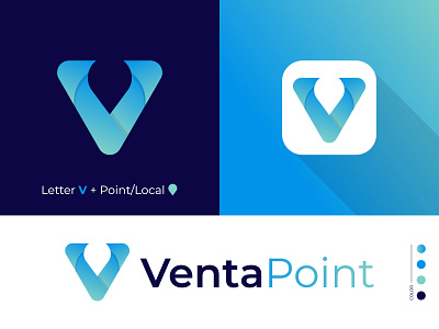 V Letter Modern logo,  Point/Local Modern Logo Design