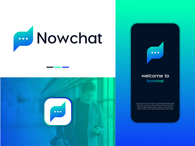 Chat modern logo design, N letter logo