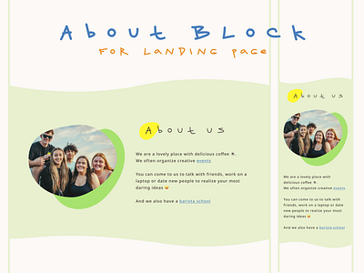 About block for landing page about about us block box bright design figma interface playful ui