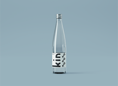kin sparkling water bottle black and white bottle cap bottle label bottle mockup clean custom label design minimal minimalist logo water