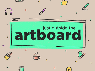 Just Outside the Artboard Podcast apple applepencil icon iconography illustration ipad ipadpro logo sketch typography
