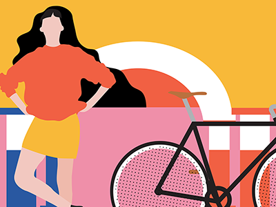 Raggio - stile di vita a pedali bikes collage design illustration