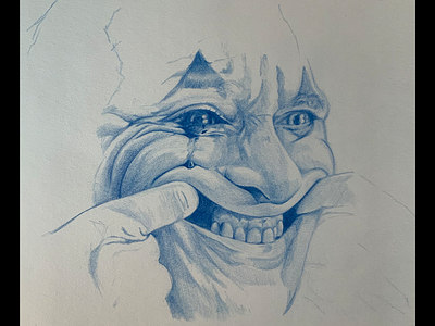 Arthur Fleck blue drawing graphite illustration joaquin phoenix joker movie pen and paper