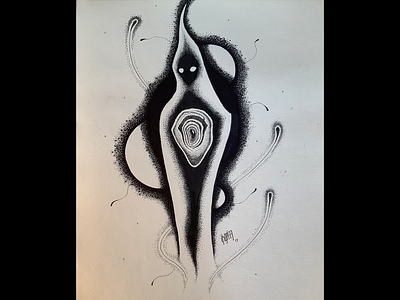 Wooden Soul dotwork drawing illustration pen and paper