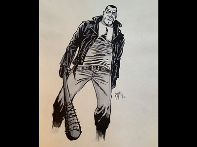 Negan comic copic markers drawing illustration negan pen and paper the walking dead