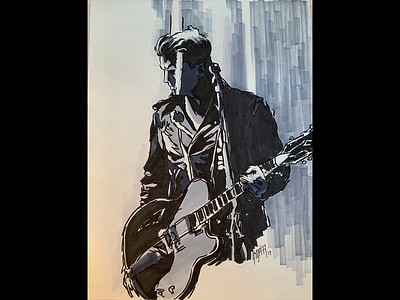 Josh Homme copic markers drawing guitar illustration josh homme pen and paper qotsa them crooked vultures