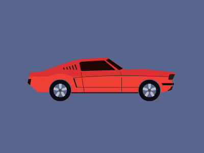 Stang car fastback illustration mustang red rims texture