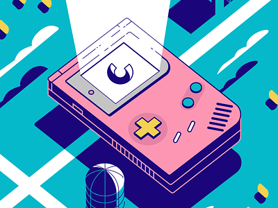 Clade barn blue clade clouds farm figma figmadesign fun gameboy geometric hay illustration pink product illustration retro silo simple illustration vector videogame vintage