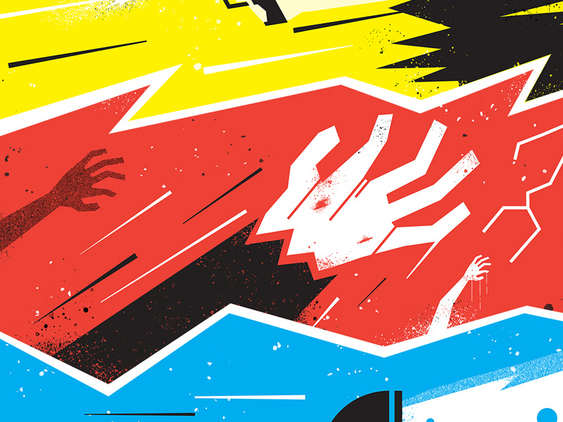 Poster zombie lightning hand poster texture geometric illustration
