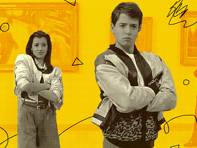Ferris Bueller's Day Off film halftone line movie pattern squiggle texture triangle yellow