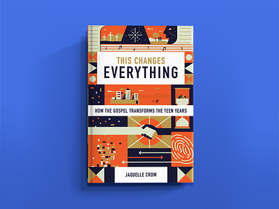 This Changes Everything blocks book book cover branding castle cross design geometric hand head icon illustration time transform typography vector