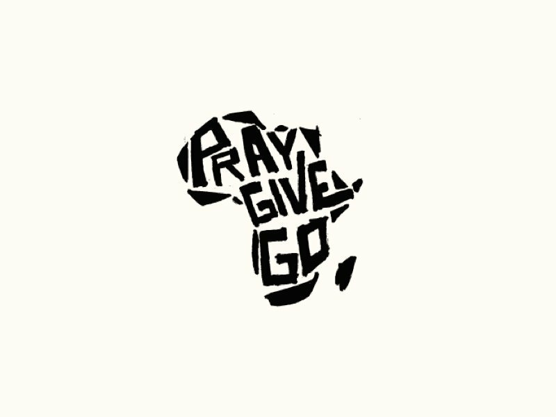 Pray Give Go language logomark marker pen go give pray africa typography texture mark illustration design branding icon logo