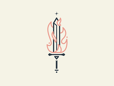 Sword of the Spirit design fire flame icon illustration mark spirit stamp star sword vector