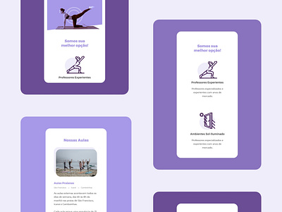 Concept UI Design for a Yoga Studio WebSite. - Mobile Versions adobe xd elementor pro ui ui design uiux web design wordpress yoga yoga studio