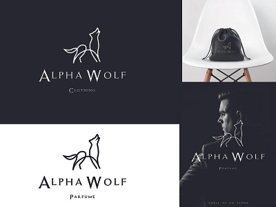 ALPHA WOLF, CLOTHING AND PARFUM LOGO boutique logo brand identity branding clothing clothing brand clothing design clothing logo design logo logo design logo mark logodesign logotype parfume wolf wolf logo