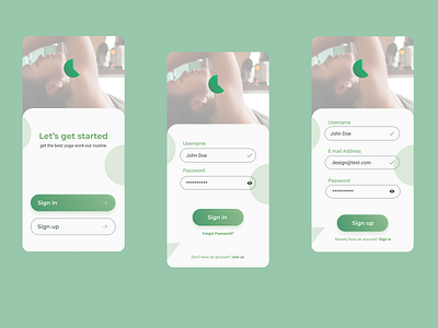 yoga sign up page graphic design ui ux