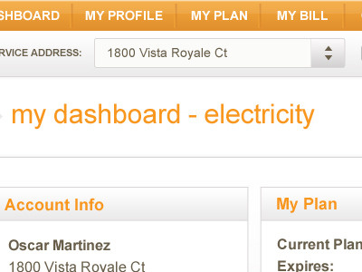 My Account dashboard ui ux