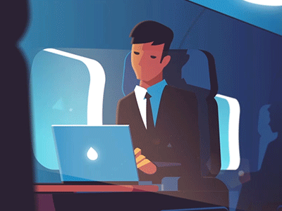 Busy Business Guy!! 2d after effects animation business character on the plane working