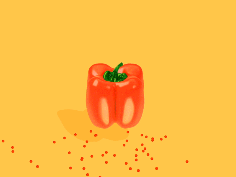 Pepper 3d animation c4d flash gif pepper red splitting