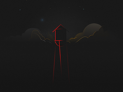 A Water Tower illustration lines night simple watertower