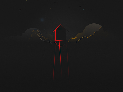 A Water Tower illustration lines night simple watertower