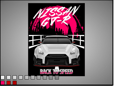 vector car illustration nissan GT-R