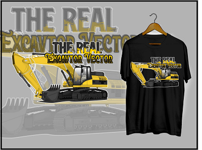 excavator realistic vector on design tshirt bulldozer construction digger equipment excavator heavy illustration industrial industry isolated machine machinery realistic tractor transport transportation vector vehicle work yellow