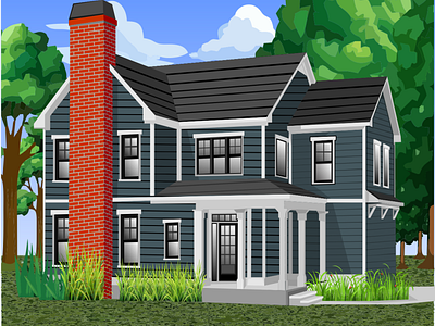 vector house illustration raealistic