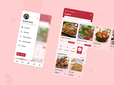 Mobile Food App Design figma food app food app profile page food landing page food mobile app food mobile app landing page graphic design mobile app mobile app menu bar tranding app trending menu bar ui design ux design web app web design