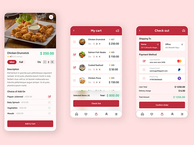 Food Delivery App cart page cart ui design figma food app food app detail page food app ui food detail page illustration mobile app payment ui trending food app ui uiux food app